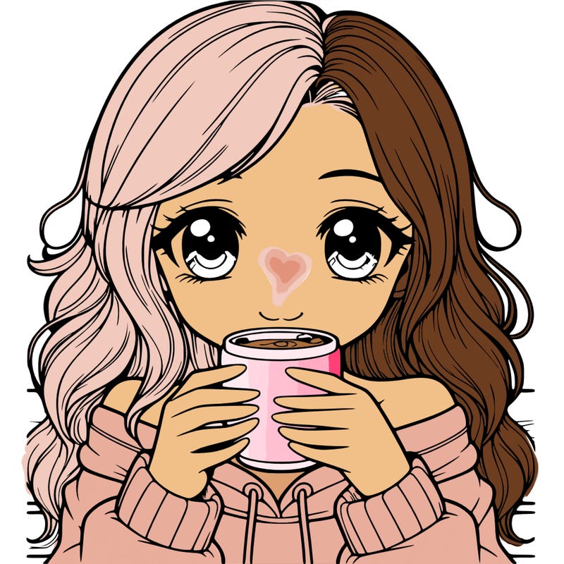 realistic girl sipping on hot coffee