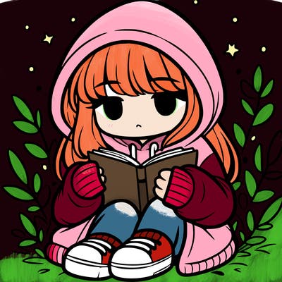 girl in oversized hoodie reading a book