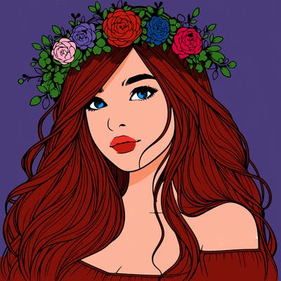 realistic girl with flower crown