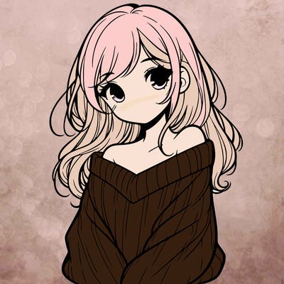 shy pretty girl wearing a sweater that is falling off one shoulder portrait