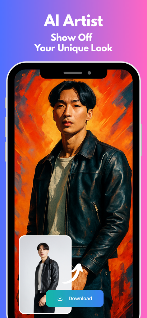 Anime AI: AI Image Generator - A portrait photo transformed into stylized digital art using Anime AI