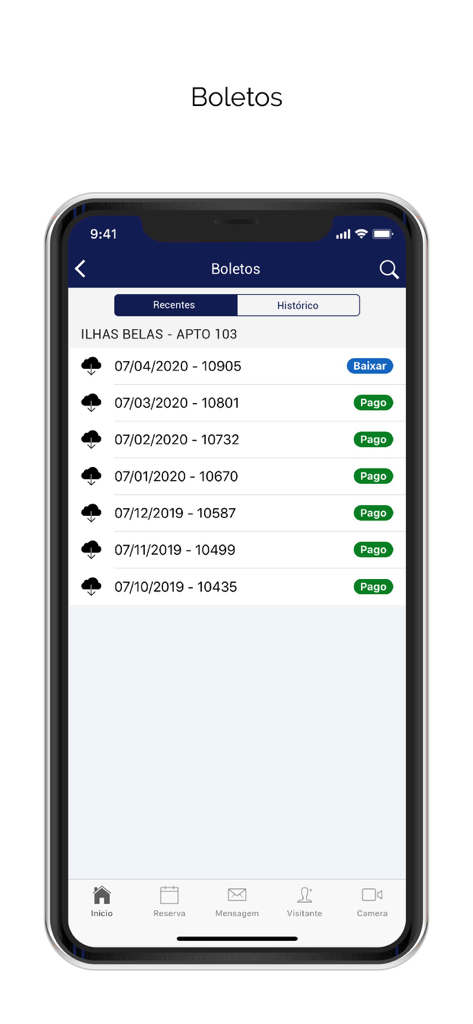 Prop Starter Online - Prop Starter Online mobile app screen displaying a list of property management bills with payment statuses