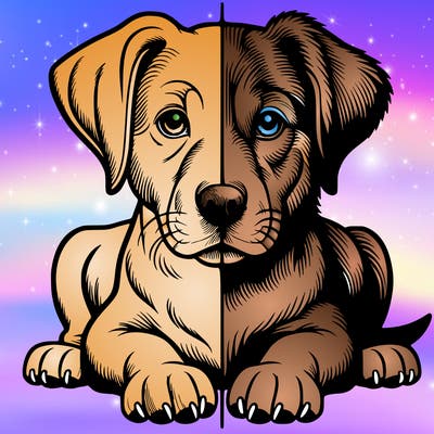 realistic dog split picture