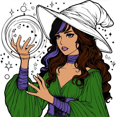 realistic women sorcerer using magic