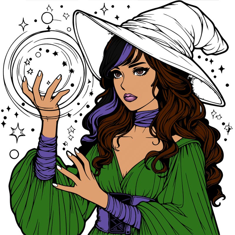 realistic women sorcerer using magic