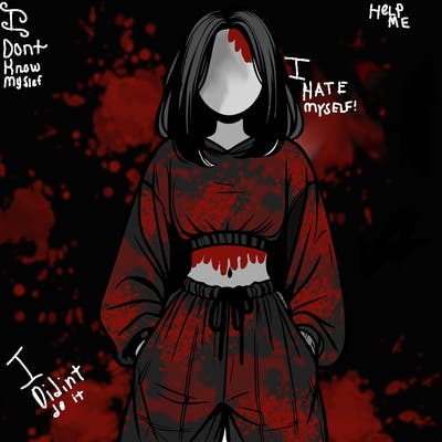 realistic girl faceless with baggy pants and a crop top