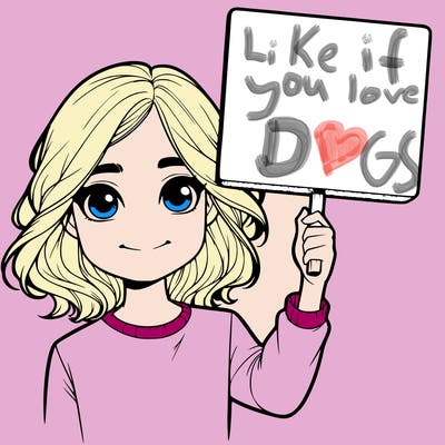 realistic girl holding up a sign