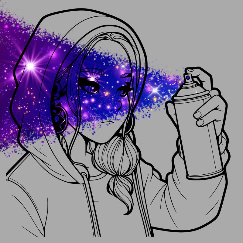 a realistic girl, spray painting