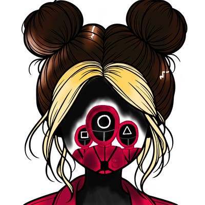 realistic girl with buns on the top of her hair