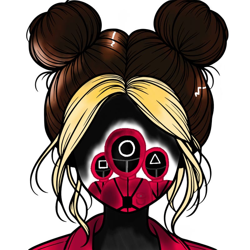 realistic girl with buns on the top of her hair