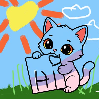 a small cat with a blank sheet of paper in its hand. the cat is sooooooo cute!