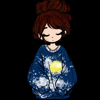 girl with baggy sweatshirt and messy bun