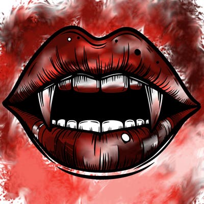 lips with vampire teeth