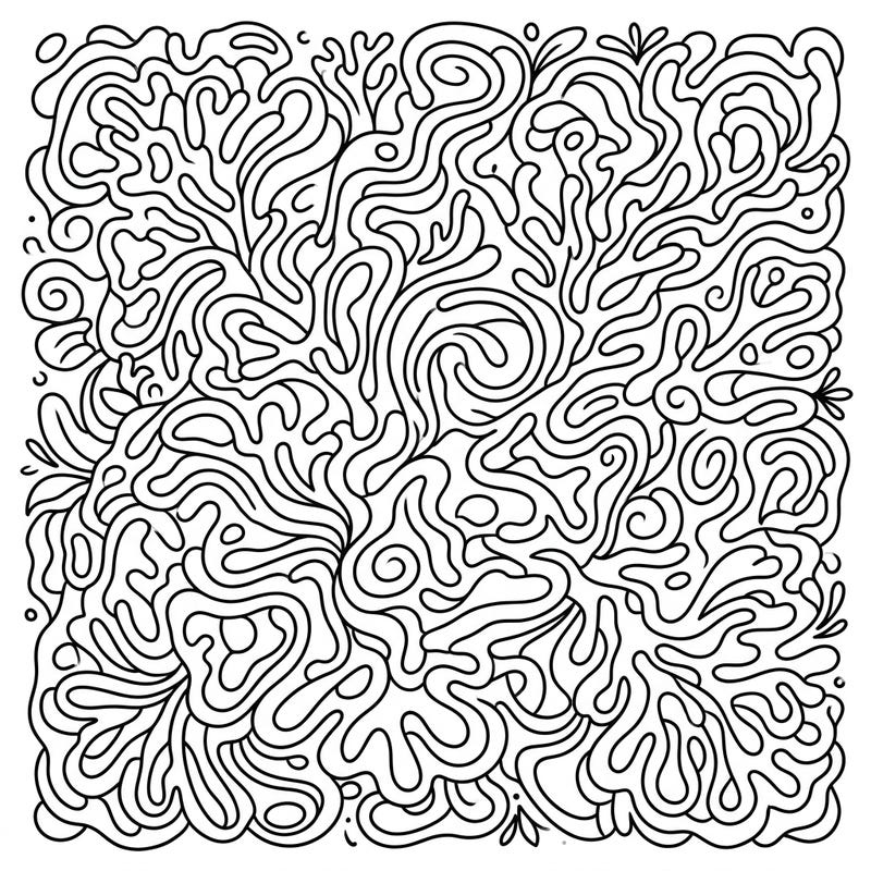Dive into a captivating world of swirling lines and natural forms with this Abstract Organic Shapes coloring template. This intricate design offers endless possibilities for relaxation and creative expression.