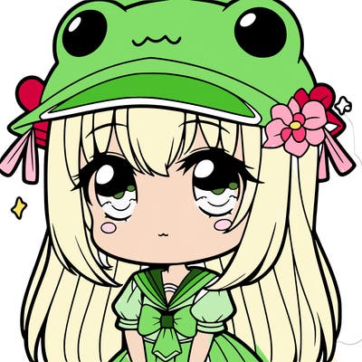 cute anime froggy girl with frog hat and frog outfit roblox