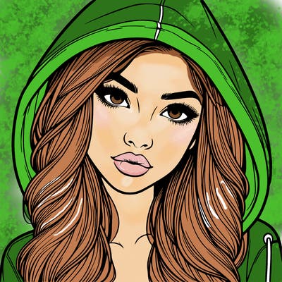 realistic beautiful girl with a hood on
