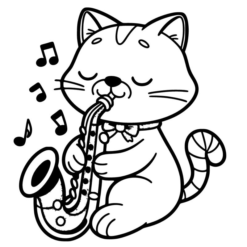 cat with a saxophone