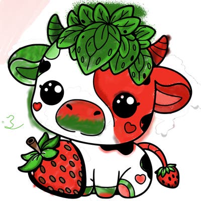 cute strawberry cow