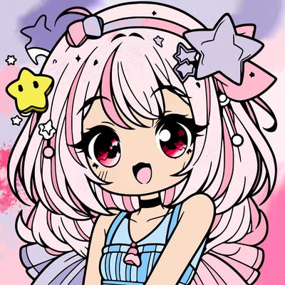 cute anime girl with star accessories