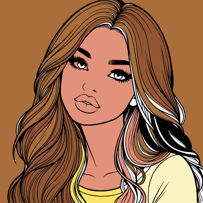 realistic girl with hair on her hair and lips