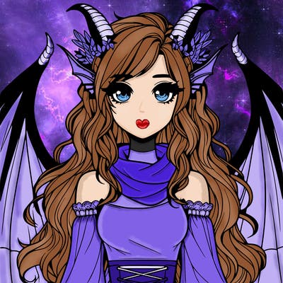 realistic girl with dragon wings horns and a tail