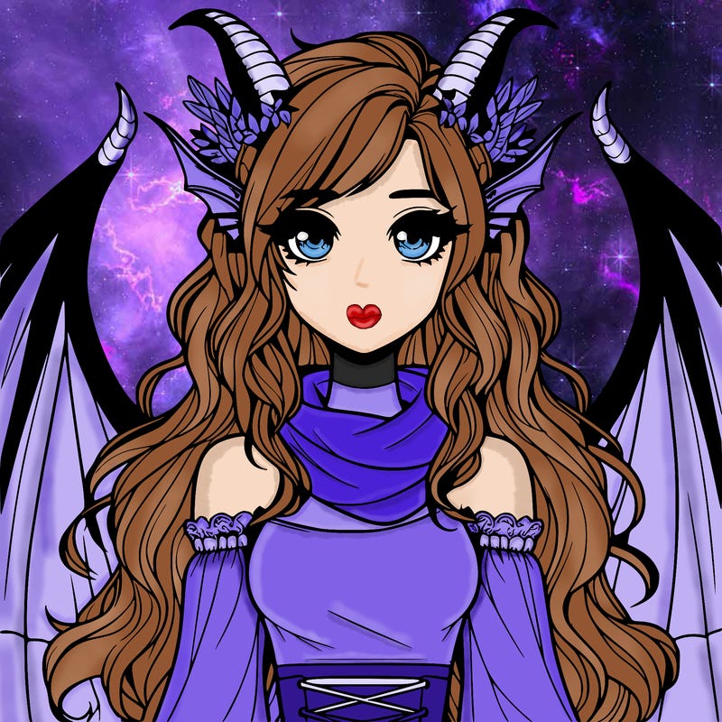 realistic girl with dragon wings horns and a tail