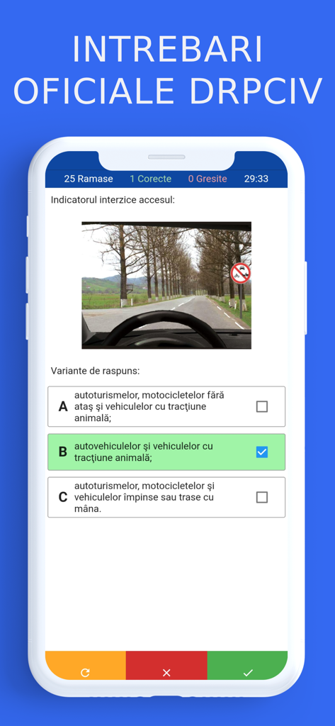 A screenshot showing a multiple-choice driving test question from the DRPCIV exam for categories C and E.