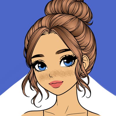 realistic pretty girl with hair in bun