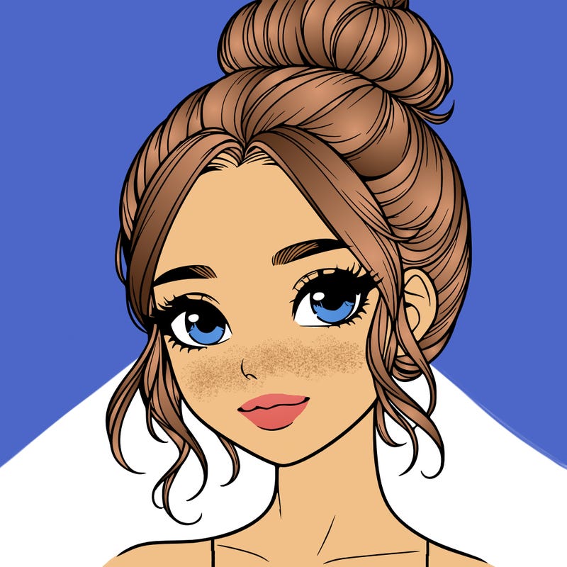 realistic pretty girl with hair in bun