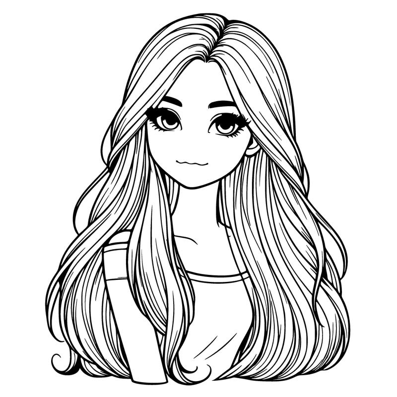 realistic girl with long hair