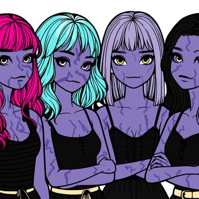 four realistic girls