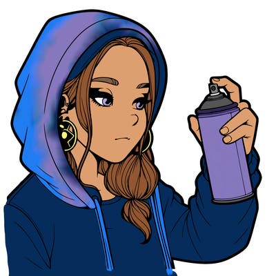 a realistic girl, spray painting