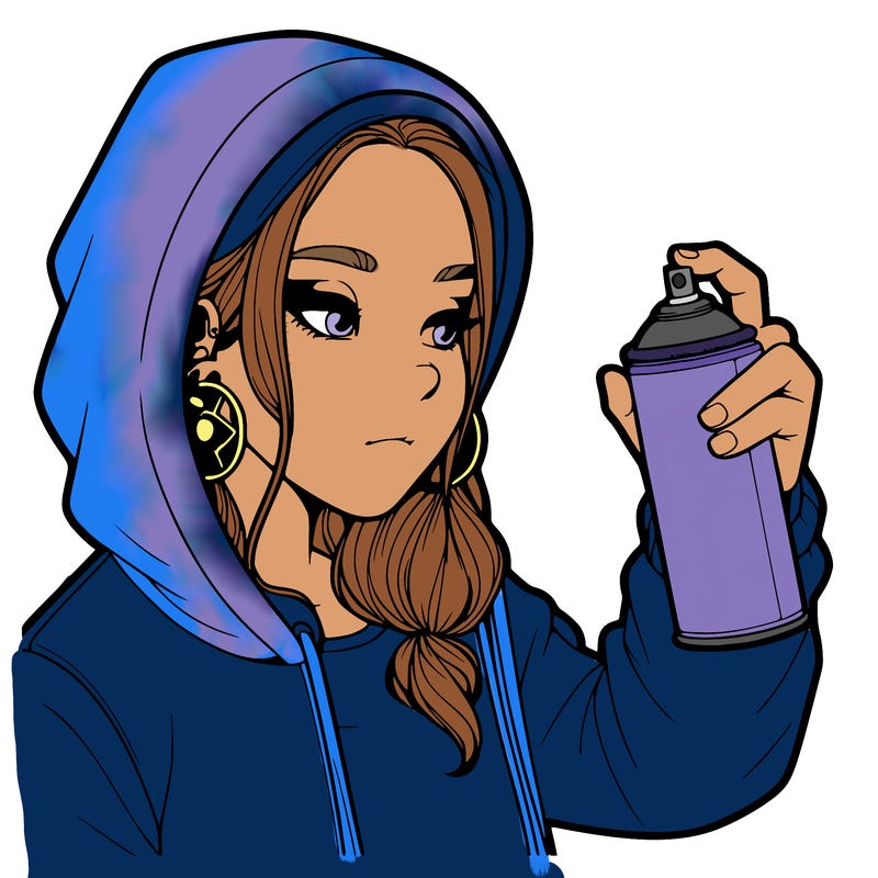 a realistic girl, spray painting