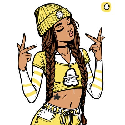 realistic teenage girl with braids and a beanie and crop top doing 🫶🏼