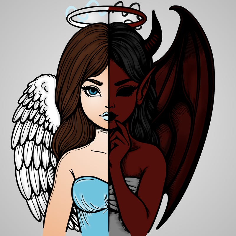 realistic angel half demon