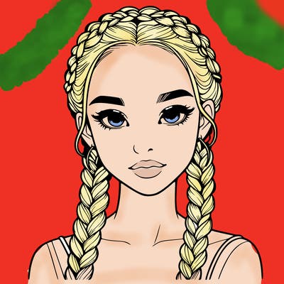 realistic girl with braids