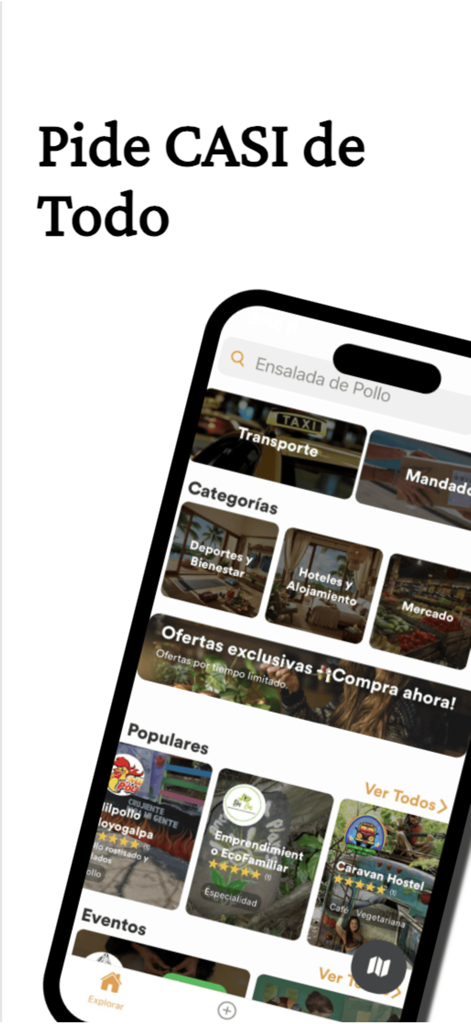 Speedy Delivery: Pide Online - Interfaz de la aplicación Speedy Delivery mostrando categorías de entrega como transporte y recados en León