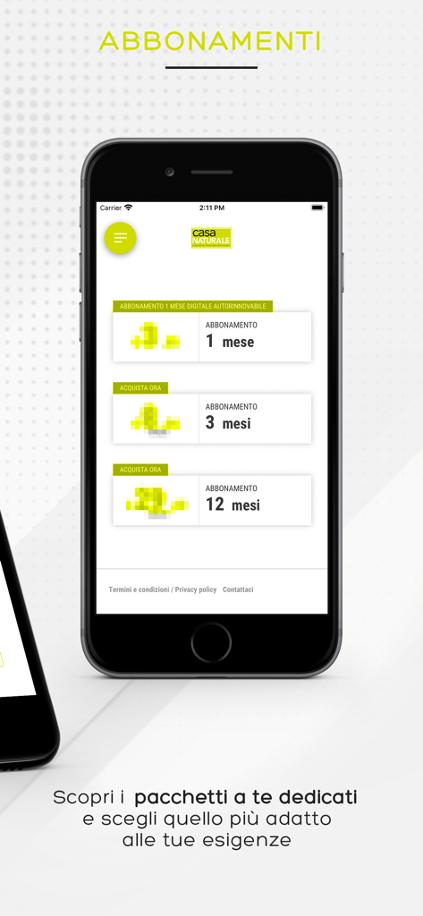 Casa Naturale Edicola Digitale - Interface do aplicativo Casa Naturale exibindo opções de assinatura da revista digital.