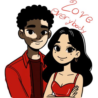 black woman and asian man couple