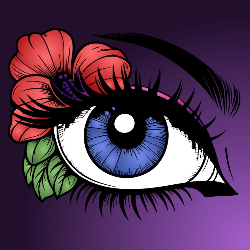 realistic eye with flower