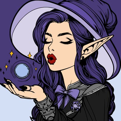 realistic elf casting a spell with lips