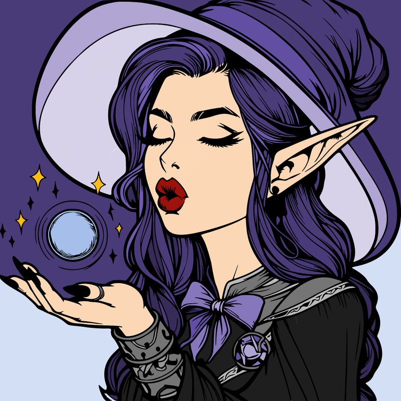realistic elf casting a spell with lips