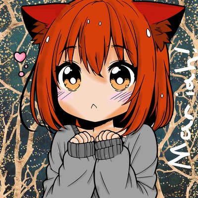 shy anime catgirl