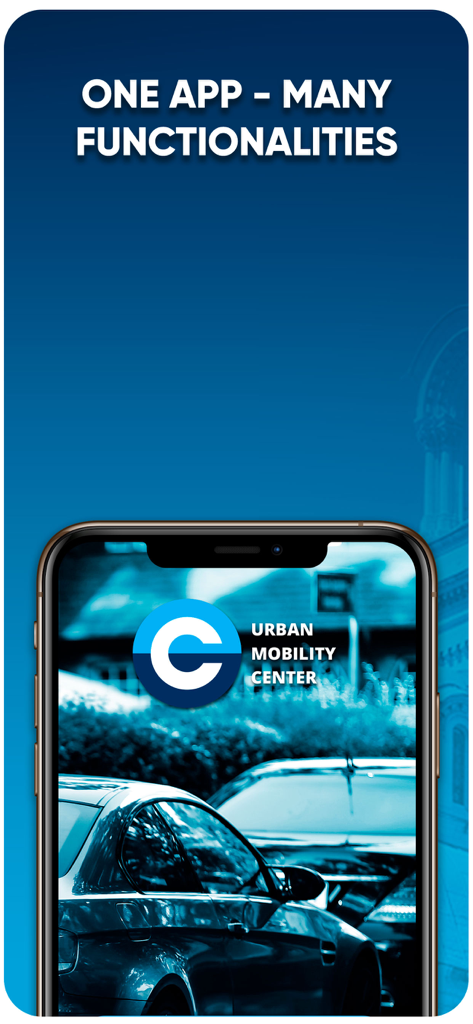 Sofia Plus - Sofia Plus mobile app splash screen displaying the Urban Mobility Center logo and cars in an urban setting