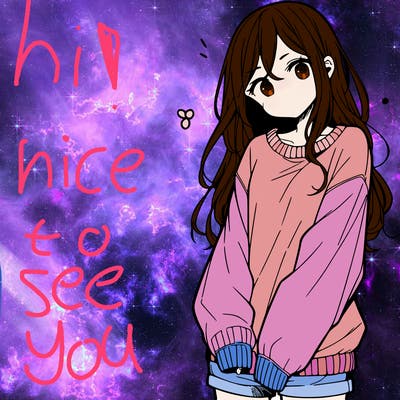 manga teen girl  in a sweater and baggy pants