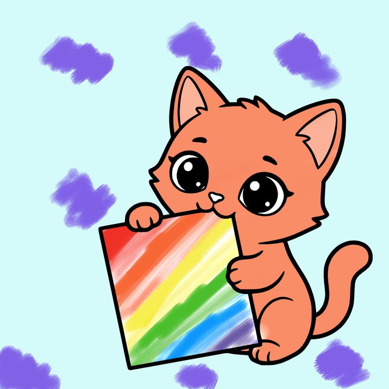 a small cat with a blank sheet of paper in its hand. the cat is sooooooo cute!