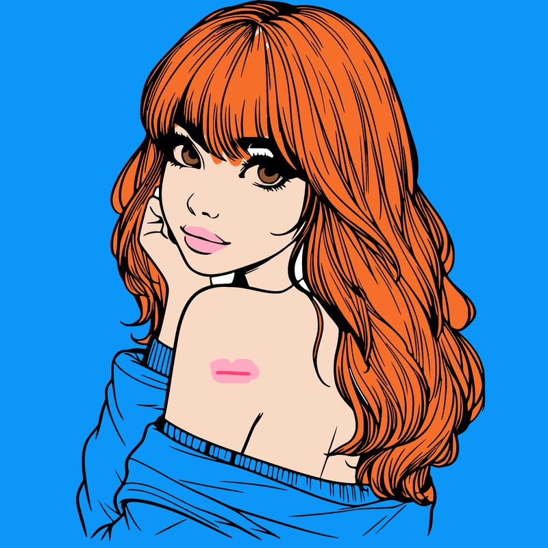 realistic girl with bangs looking over her shoulder