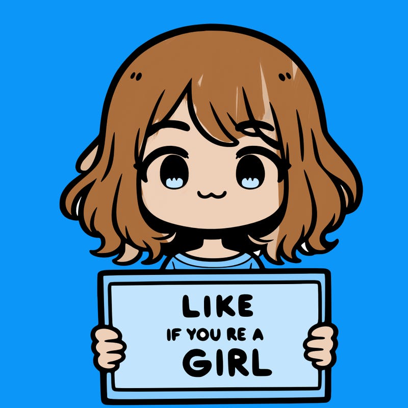a cute girl holding a sign that says like if you’re a girl
