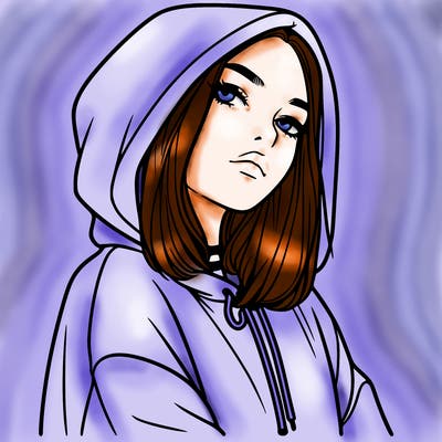 a realistic girl in a hoodie