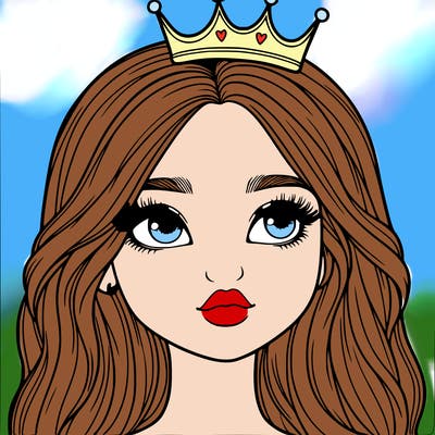 a realistic girl with a crown on
